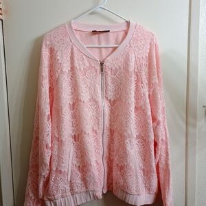 Marc Bouwer Pink Lace Bomber Jacket